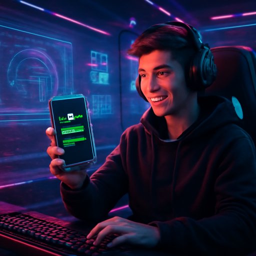 r555 phone screen showing app download progress